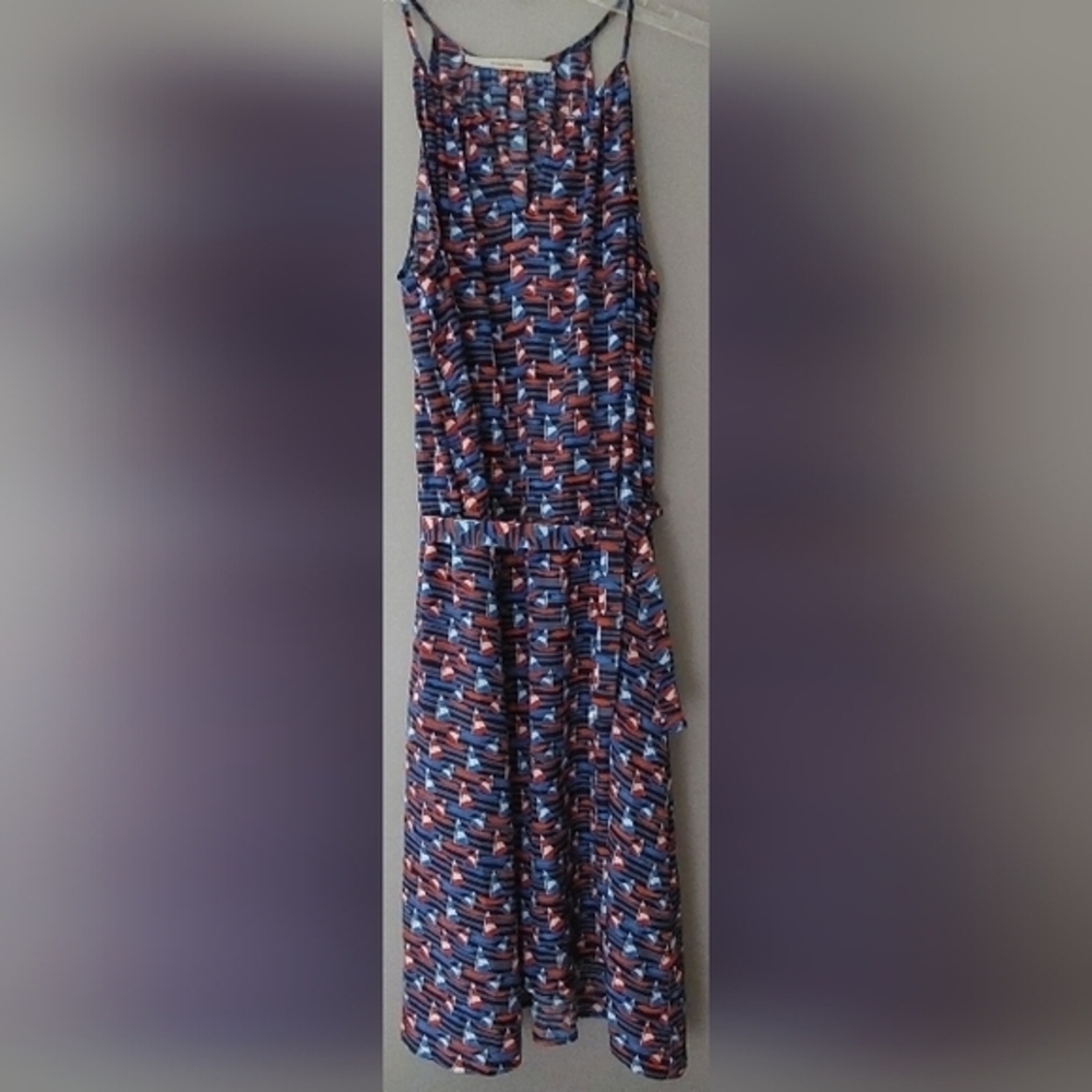 41 Hawthorn Nautical Spaghetti Strap Red White & Blue Belted Summer‎ Dress...
